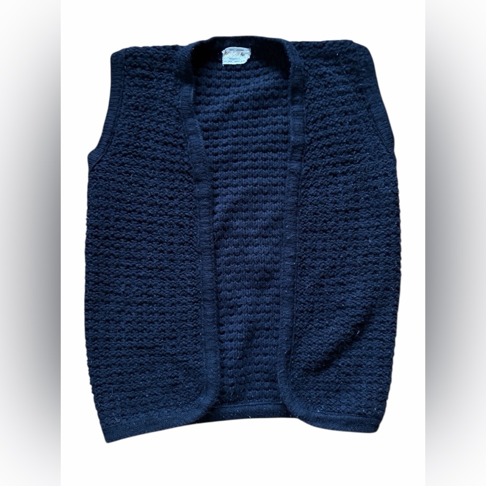 Open-Front Black Knit Vest Sweater